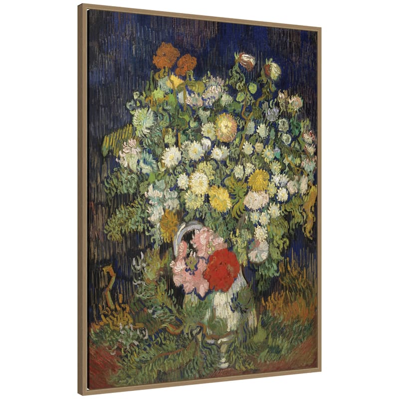 Kate and Laurel Bouquet of Flowers in a Vase 1890 Vincent van Gogh by Nostalgia Prints Framed Canvas Wall Art Print - 28 x 38