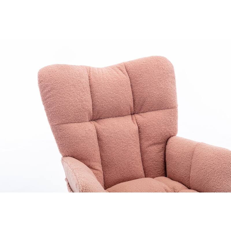 Teddy Fabric Rocking Chair with Adjustable Footrest and 300lb Capacity