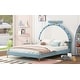 preview thumbnail 10 of 12, Upholstered Platform Bed with Alarm Clock Shaped Headboard