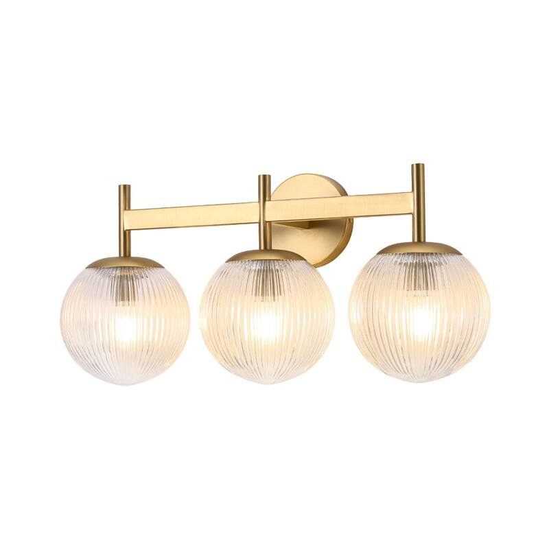 3-Light Sleek Modern Dimmable Ribbed Glass Vanity Light - 21.9 in