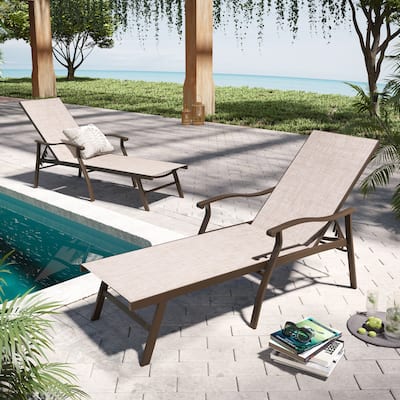 Pellebant 2PCS Patio Aluminum Adjustable Chaise Lounge Chair - N/A
