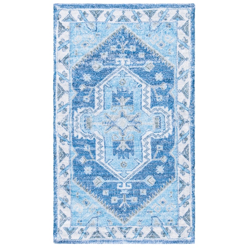 SAFAVIEH Handmade Saffron Marcela Modern & Contemporary Tribal Blue/Ivory Cotton