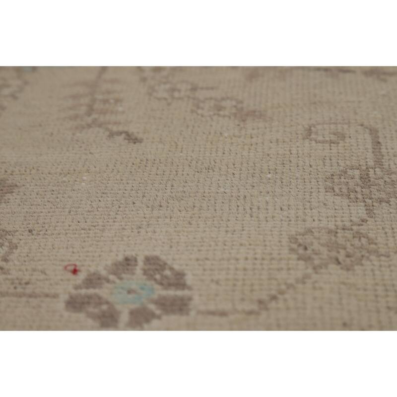 Hand Knotted Oriental 100% Wool Carpet Traditional Floral Beige & Ivories Tabriz Area Rug - 11' 2'' X 7' 7''