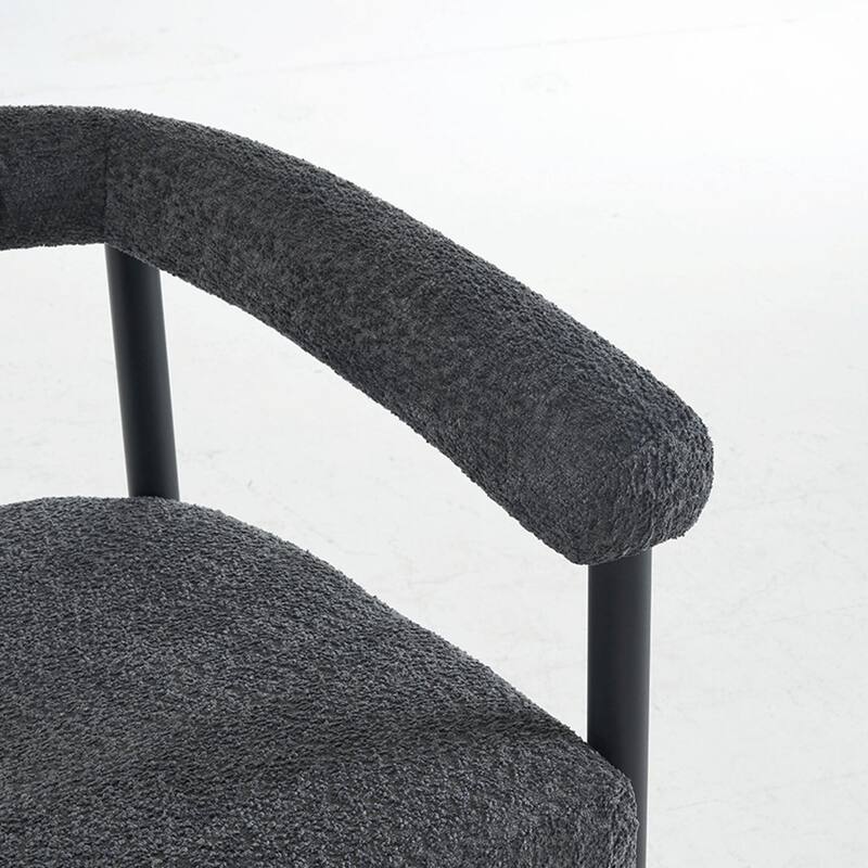 Modern Upholstered Bar Stools Set of 2, Boucle Fabric Counter Height Chairs