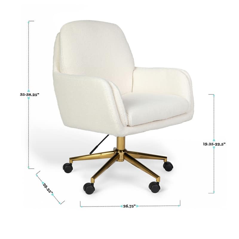 Martha Stewart Upholstered Swivel Home Office Chair with Double Cushions - 26.75"W x 29.25"D x 35" - 38.25"H