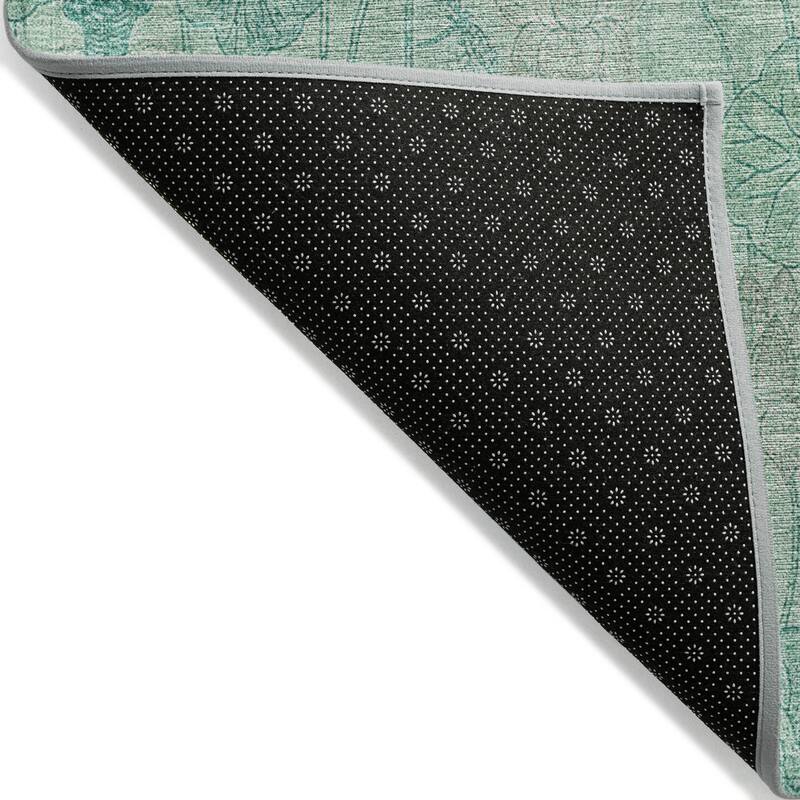 Machine Washable Indoor/Outdoor Modern Floral Chantille Rug