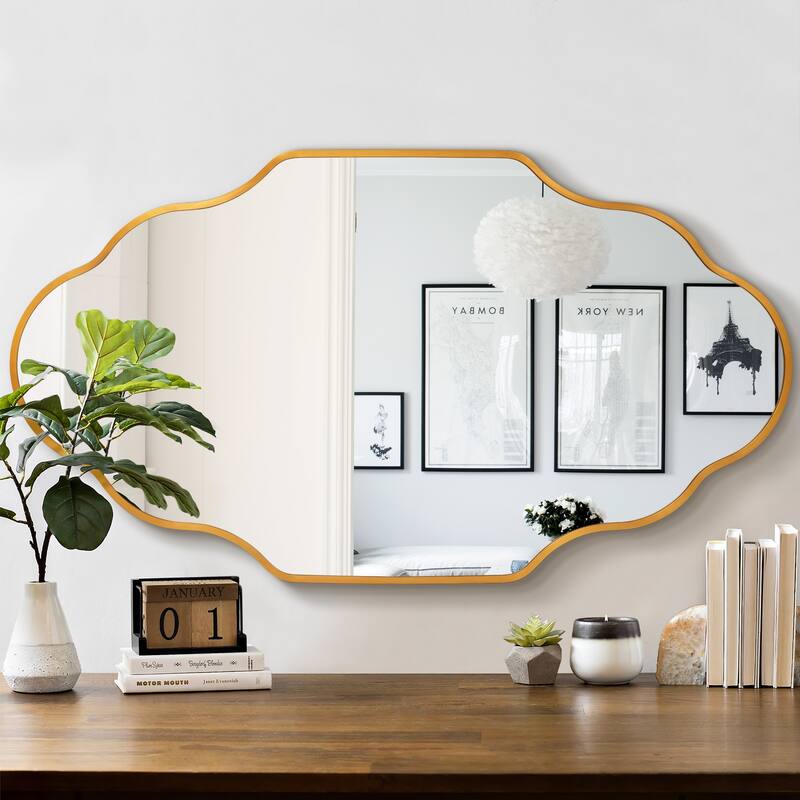 Scalloped Aluminum Alloy Framed Irregular Wall Mirror