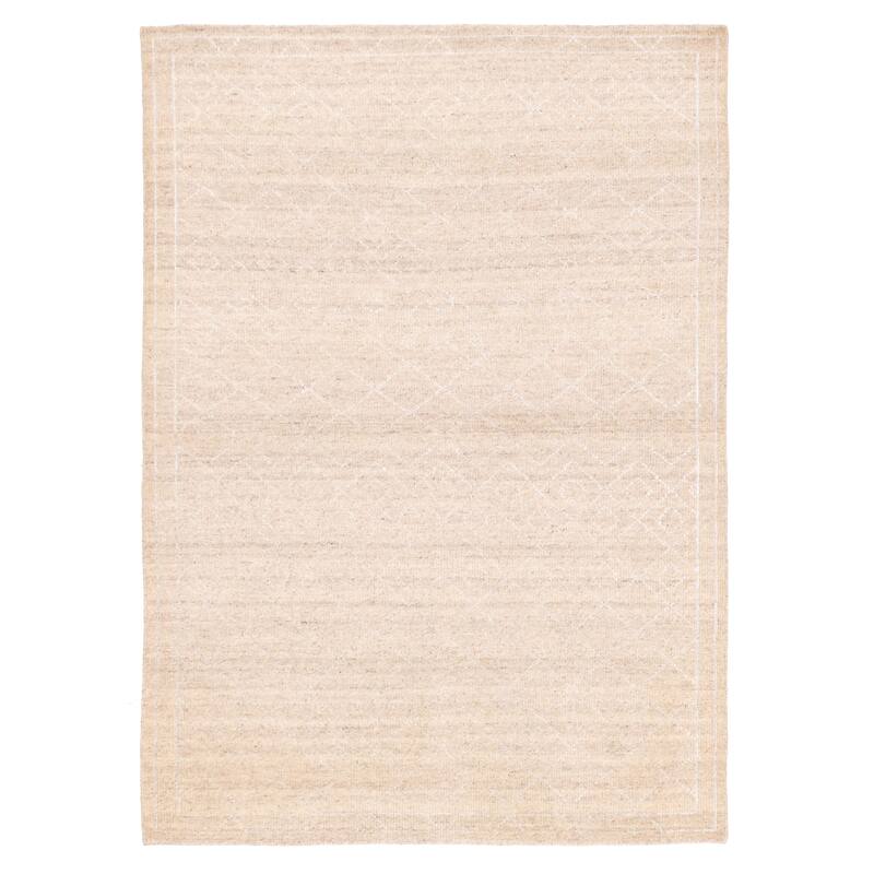 ECARPETGALLERY Hand-knotted Tangier Light Khaki Silk, Wool Rug - 5'0 x 7'9