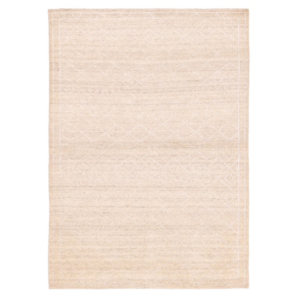 ECARPETGALLERY Hand-knotted Tangier Light Khaki Silk, Wool Rug - 5'0 x 7'9