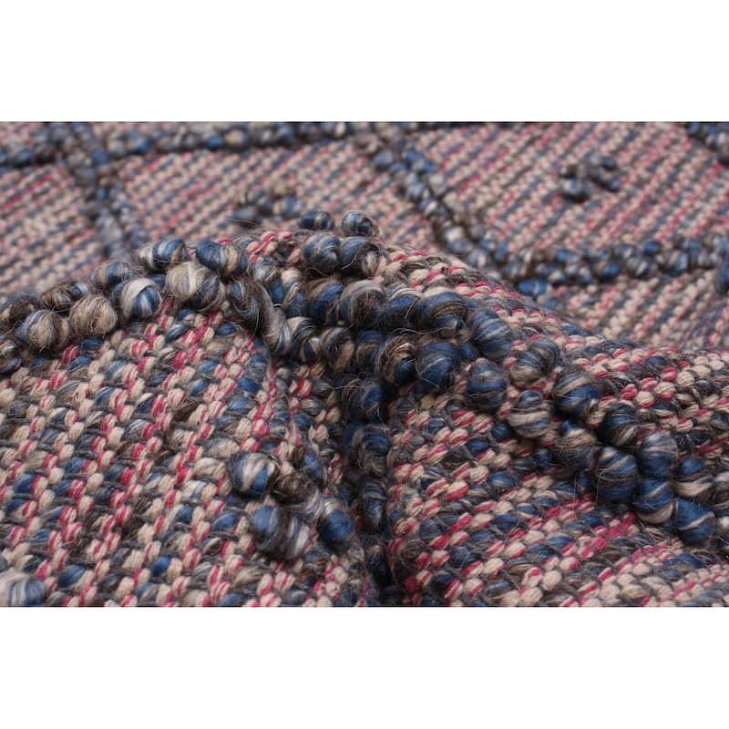 ECARPETGALLERY Braid weave Sienna Navy Wool Rug - 6'1 x 9'3