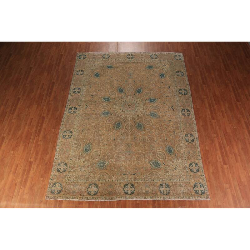 Tabriz Persian Vintage Area Rug Hand-Knotted Wool Carpet - 9'0" x 12'4"