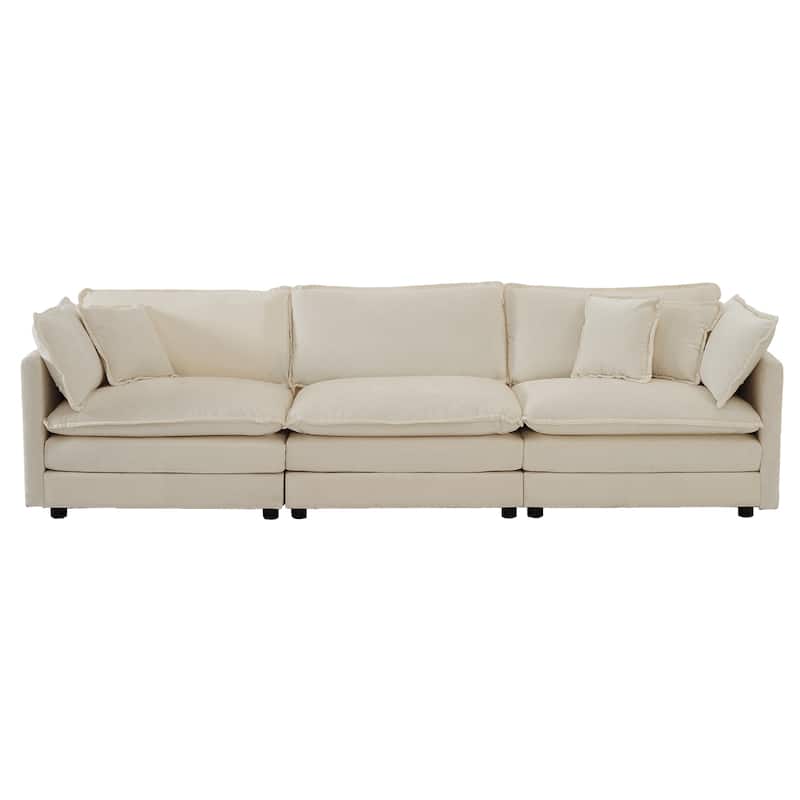 111.5" Chenille 4-Seater Sofa with Customizable Configurations and Premium Comfort