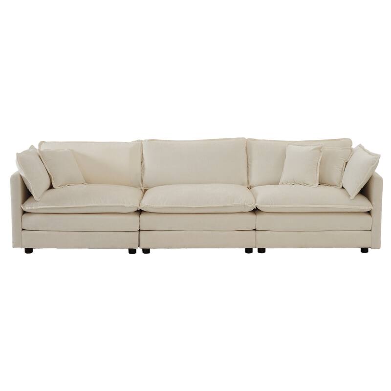 Modern 5-Seater Convertible Corner Couch with 2 Reversible Ottomans