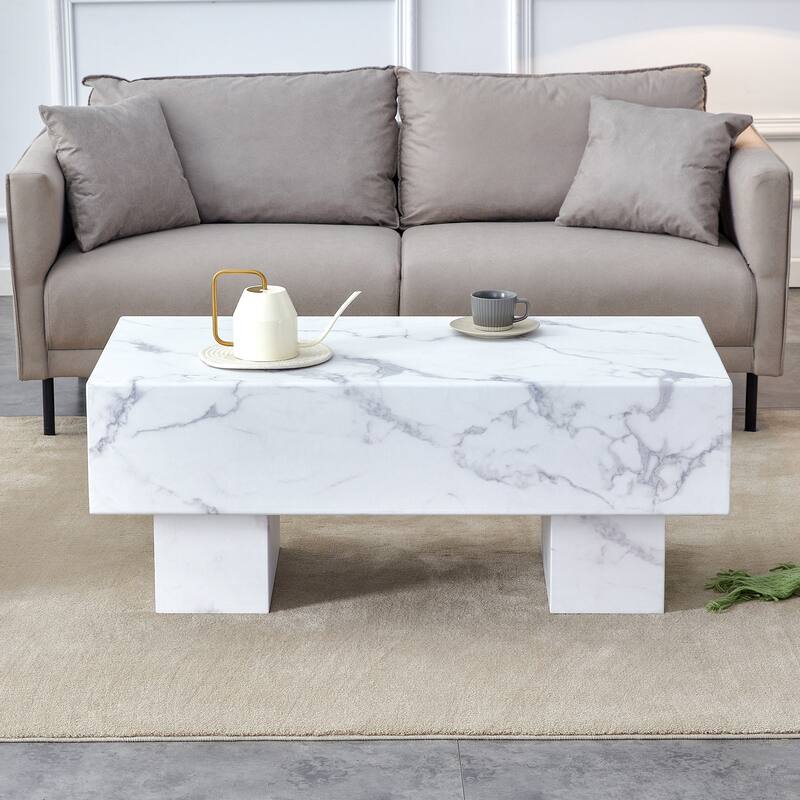 Modern Simple Texture Sticker MDF Coffee Table - White