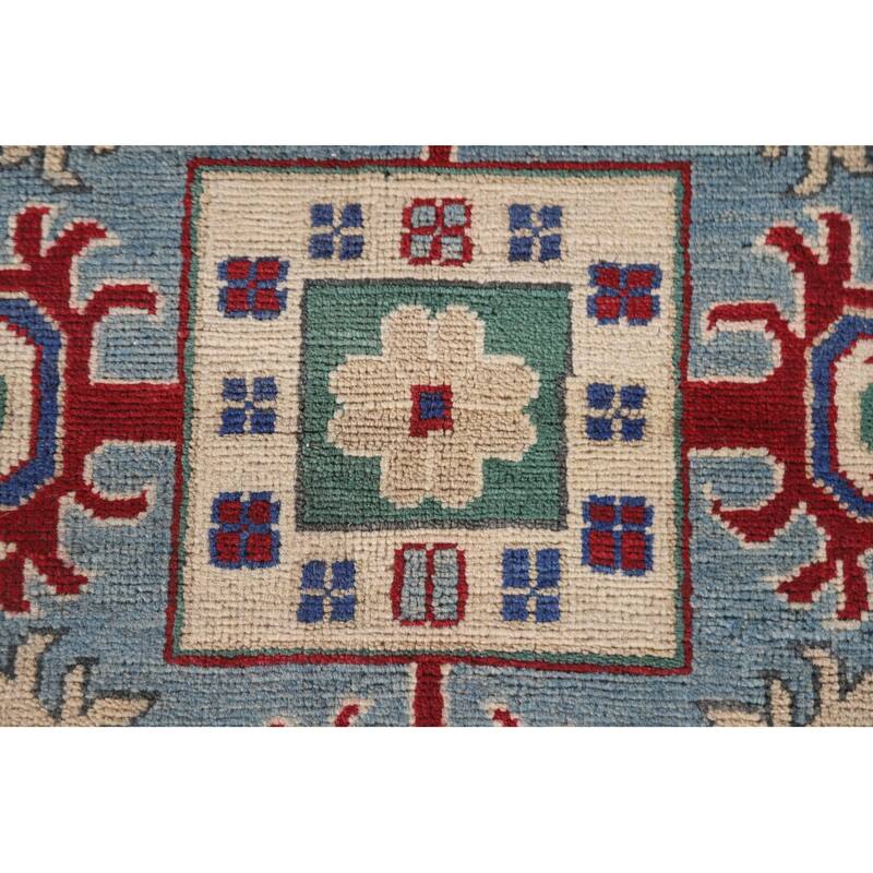 Hand Knotted Oriental 100% Wool Carpet Traditional Geometric Beige & Ivories Kazak Area Rug - 10' 1'' X 6' 7''