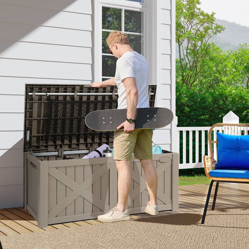 120 Gallons Water Resistant Resin Lockable Deck Box