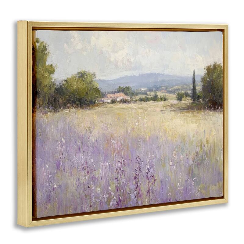 Stupell Lavender Farmland Meadow Framed Floater Canvas Wall Art Design By Petal Prints Design