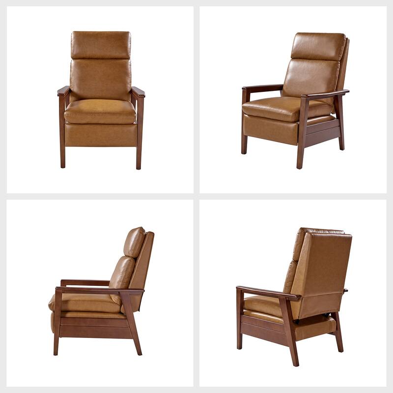 Patrick Mid-century Vegan Leather Solid Wood Recliner by HULALA HOME