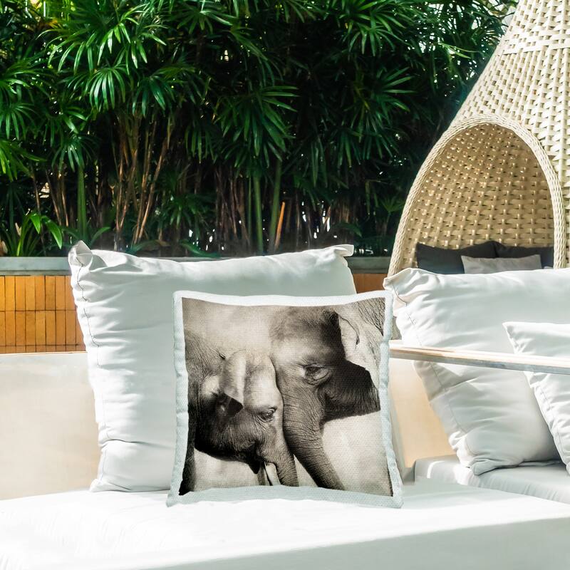 Stupell Elephant & Baby Hug Printed Outdoor Throw Pillow Design by CAD Designs