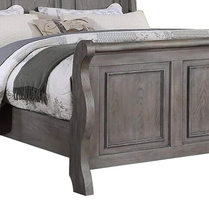 Sleigh Panel Bed in Antique Grey Oak