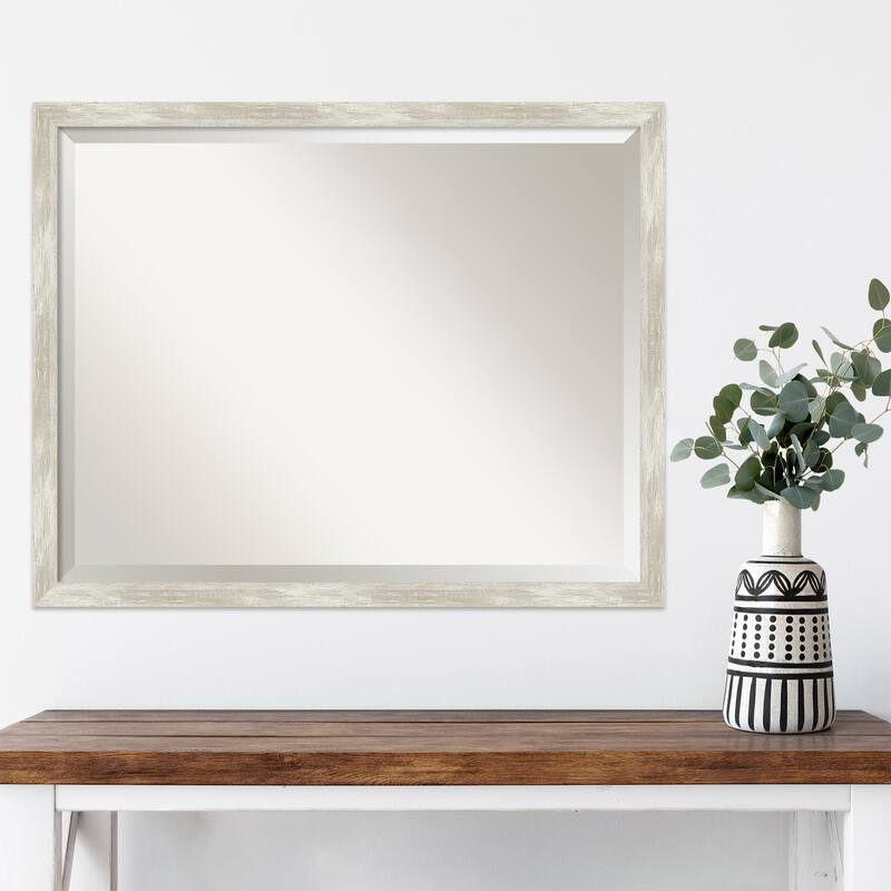 Beveled Wall Mirror - Crackled Metallic Narrow Frame - Crackled Metallic Narrow