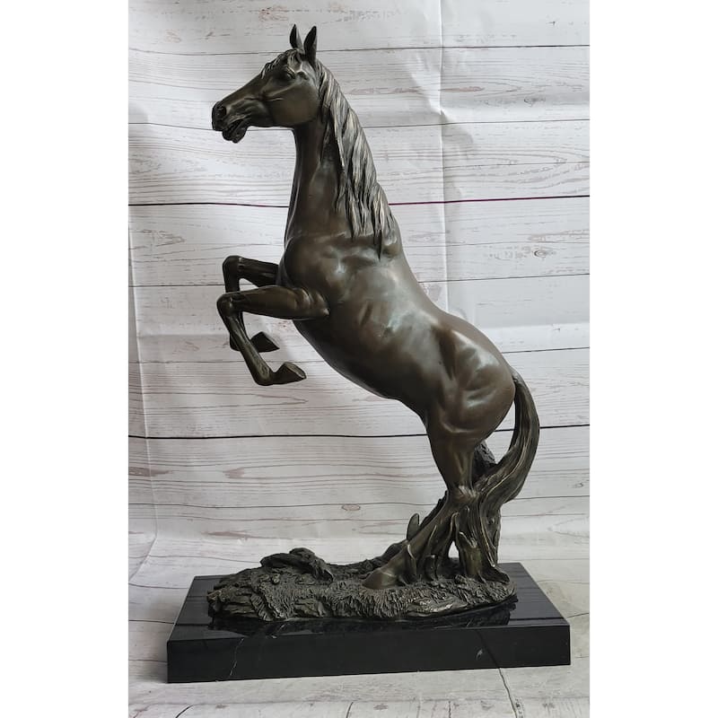 Rearing Arabian Horse Stallion Bronze Statue Sculpture Figure Equestrian Farm Stable Decor