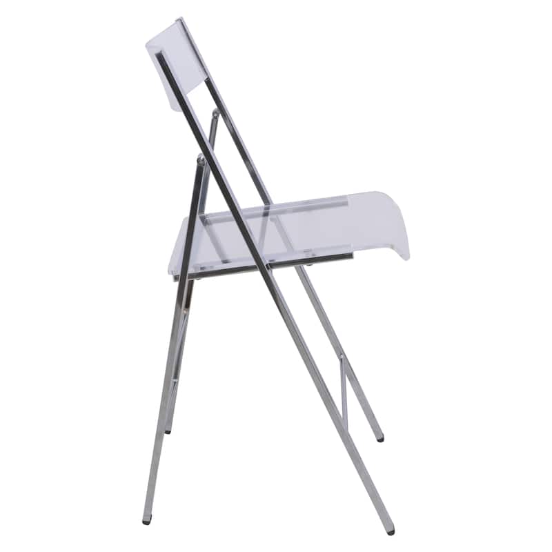 LeisureMod Menno Modern Acrylic Folding Chair - Red - 4 x 30 x 16.5