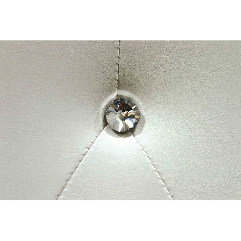 Contemporary White Finish 1pc Bed Fully Upholstered Button Tufted