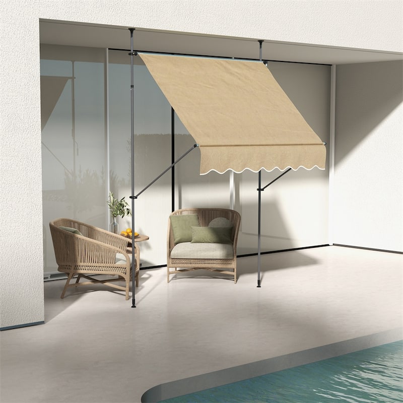 Outdoor Retractable Patio Awning with Adjustable Height Shade and Strong Metal Frame - 59" W x 47.25" D