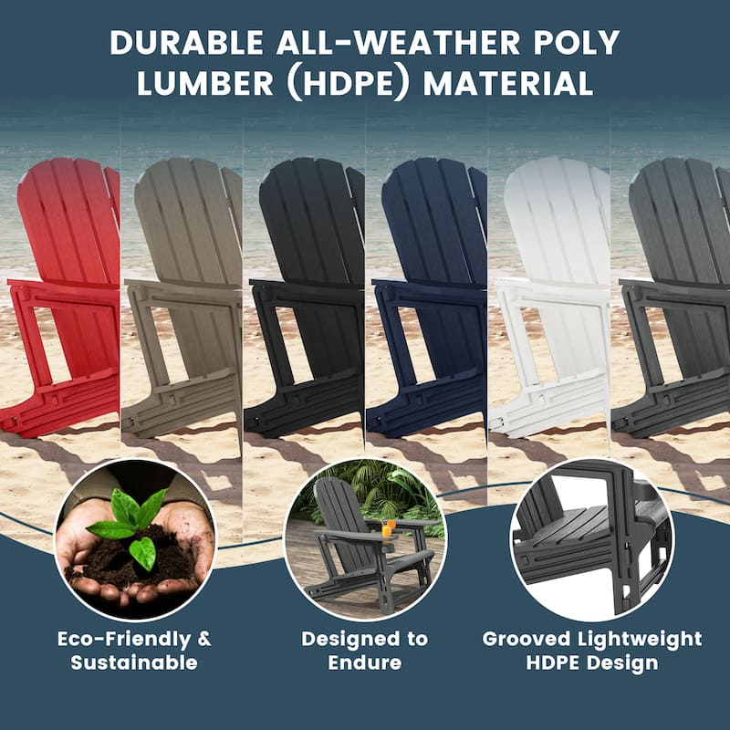 Coastline Outdoor Poly 3-Piece Set Adirondack Chair with Side Table