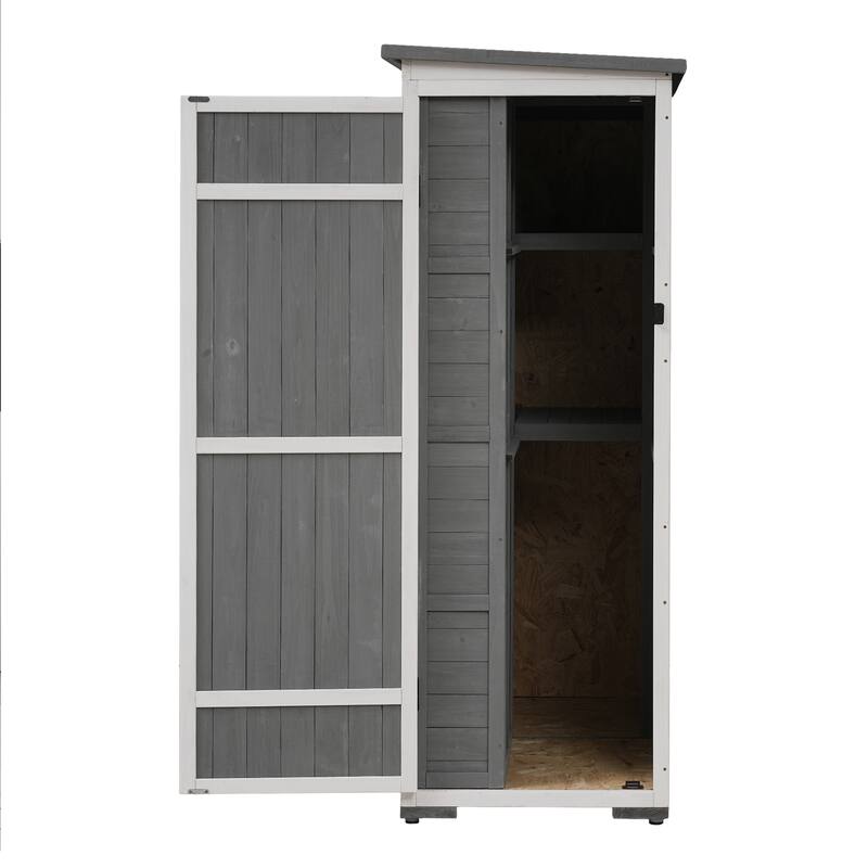 Nestfair Outdoor Garden Tool Cabinet with Waterproof Roof and 4 Doors