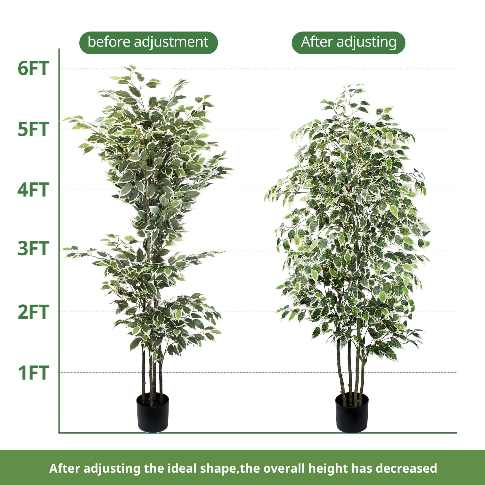 Artificial Ficus Tree，6ft Tall Silk Ficus Tree for Home Decor Indoor