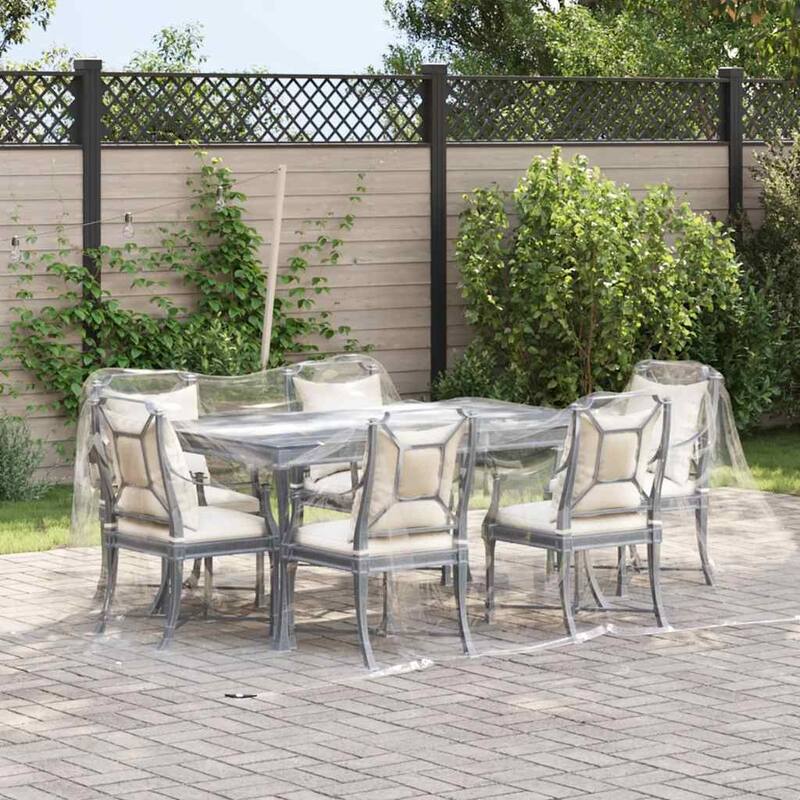 vidaXL Clear Tarpaulin with Eyelets 6.6/9.8x6.6/9.8/13.1/16.4/19.7/26.2' PVC - Transparent