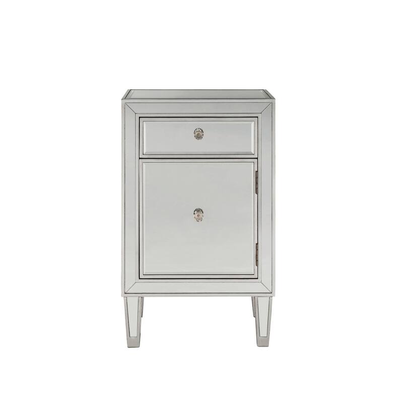 Reflexion Collection Rosa 18-inch Wide Mirrored 1-drawer Nightstand - Silver