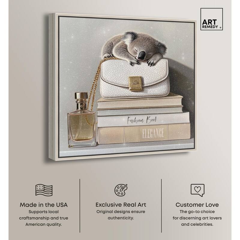 Koala on Fashion Books Canvas by Art Remedy