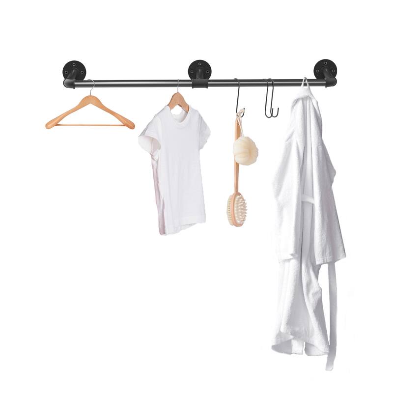 70.8'' Long Industrial Pipe Wall Mounted Clothes Rail Rack Hanging Bar
