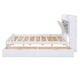 preview thumbnail 10 of 15, Wood Queen Size Platform Bed with Upholstered Storage Headboard, Shelves, and 4-Drawers, White Finish