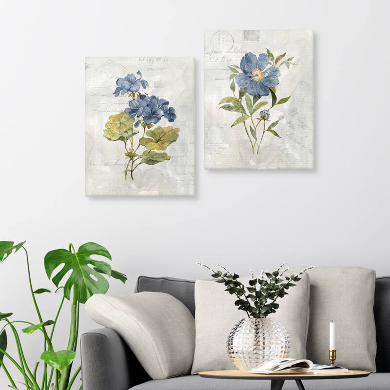 Blue Linen Geranium, Peony by Carol Robinson Canvas Art Prints