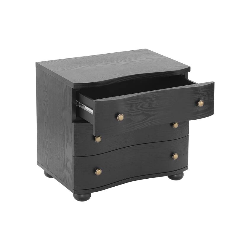 Christopher Knight Home - Modern Minimalist 23.62" Nightstand with Roller Glide Drawers & Solid Wood Legs, Versatile Home Use