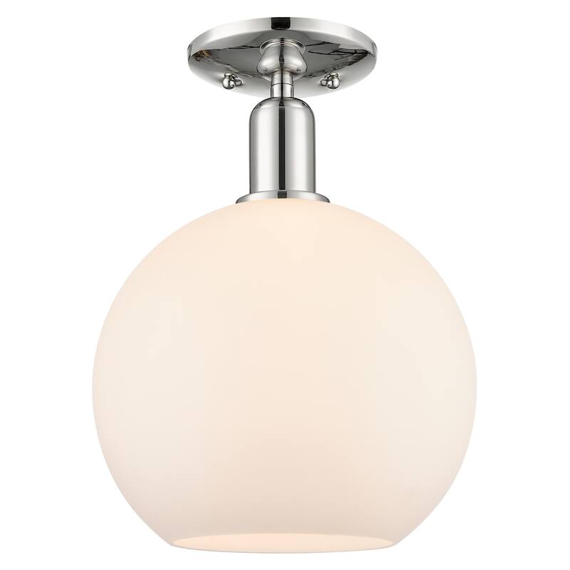 Innovations Lighting Endless Possibilities Arcadia - Athens - 1 Light 10" Semi-Flush Mount - Polished Nickel/Matte White