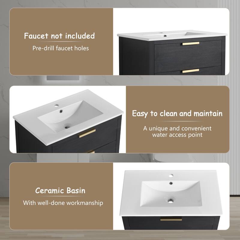 GDFStudio - Everett Modern Freestanding Bathroom Vanity with Dual Soft-Close Drawers