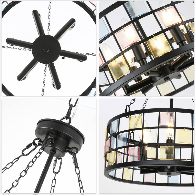 Bella Depot 6-light Pendant Light Modern Colored Chandelier with Adjustable Chian - 17.7"
