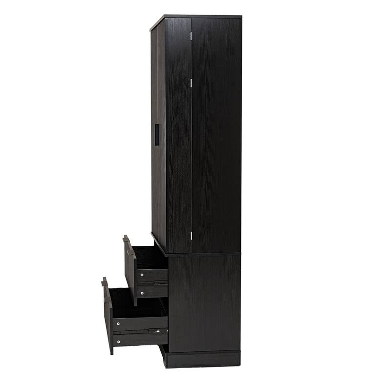 Pantry Cabinet with 2 Large Drawers and 8-Door Spice Rack