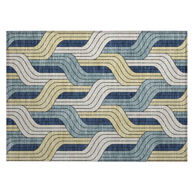 Machine Washable Indoor/ Outdoor Modern Pathway Chantille Rug