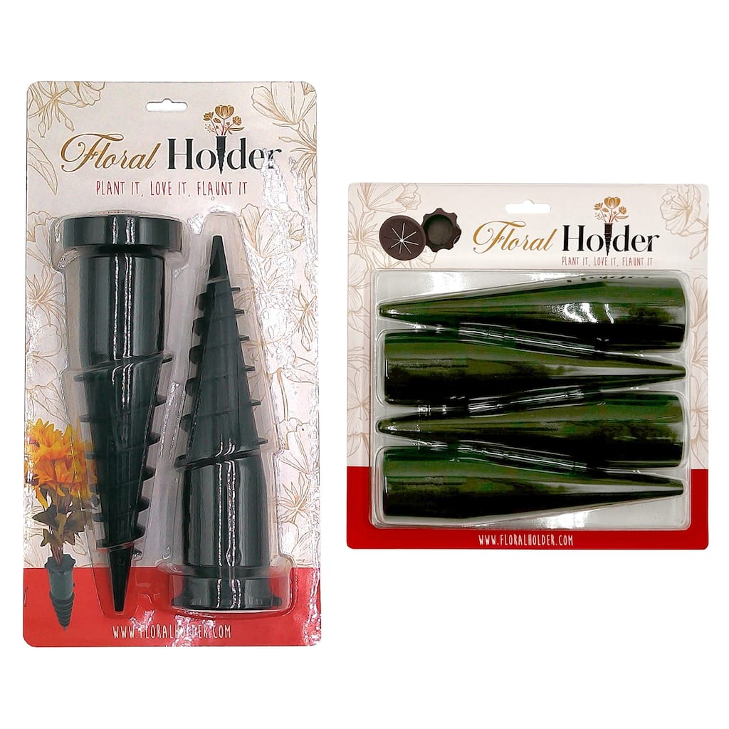 Floral Holder Kit – Ground Spikes and Floral Foam Cones - 3"Dx10.25"H