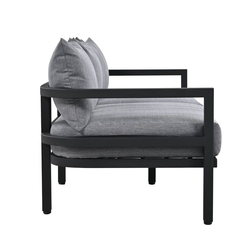 Patio Furniture Set, 5 Pcs Outdoor Steel Sofa Set, All-Weather Conversation Set with Coffee Table and 2 Single Chairs
