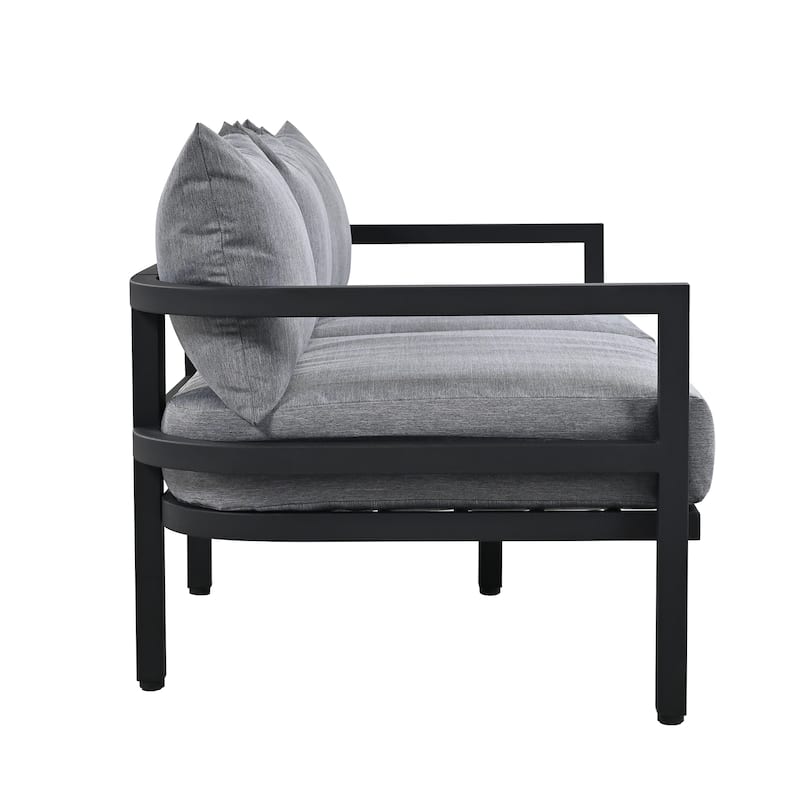 Roomfitters 4-Piece Outdoor Steel Sofa Set with Coffee Table, 3-Seater Couch and 2 Armchairs for Patio Garden
