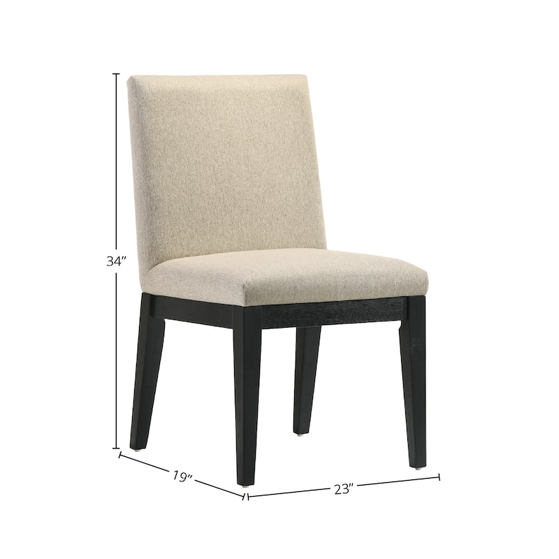 Froja Beige Fabric & Black Finish Side Chair (Set of 2)