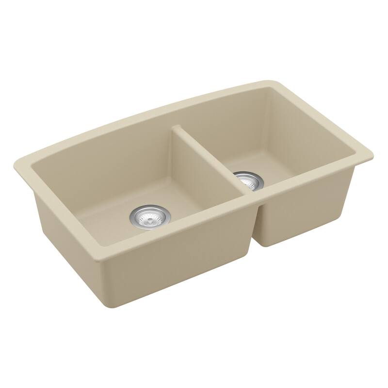 Karran Undermount Quartz 32 in. 60/40 Double Bowl Kitchen Sink Kit