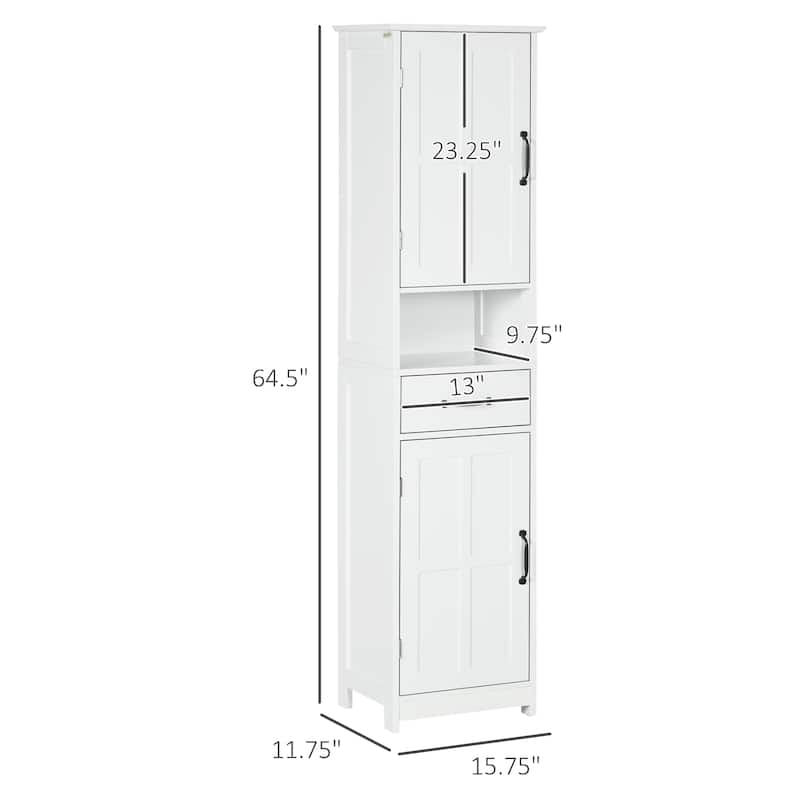 Practical Bathroom Floor Corner Cabinet with Doors, Storage Cabinet Toilet Paper Cabinet with Drawer and Open Shelf